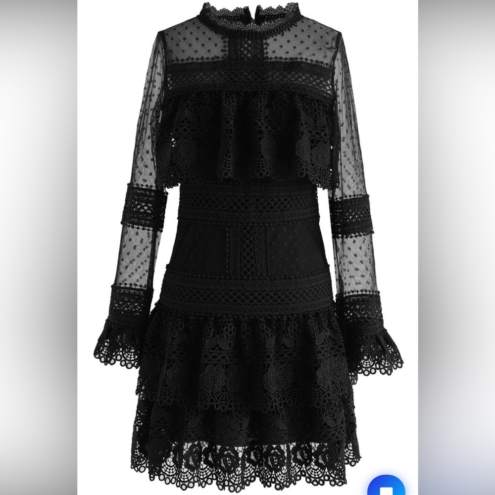 Pretty lattice lace dress XS crochet details similar style to self portrait